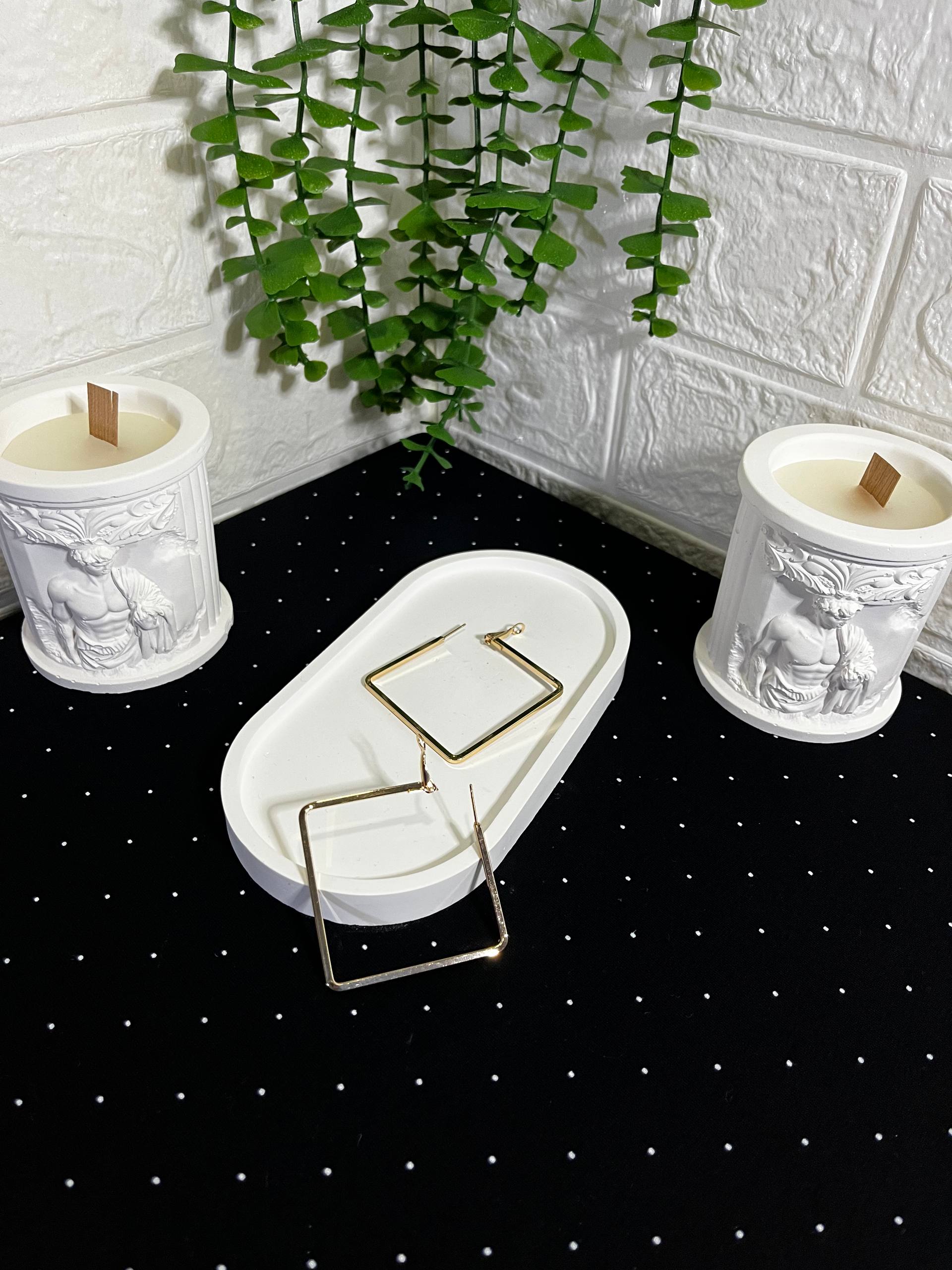 Çelik Gold Dörtgen Küpe - Görsel 2