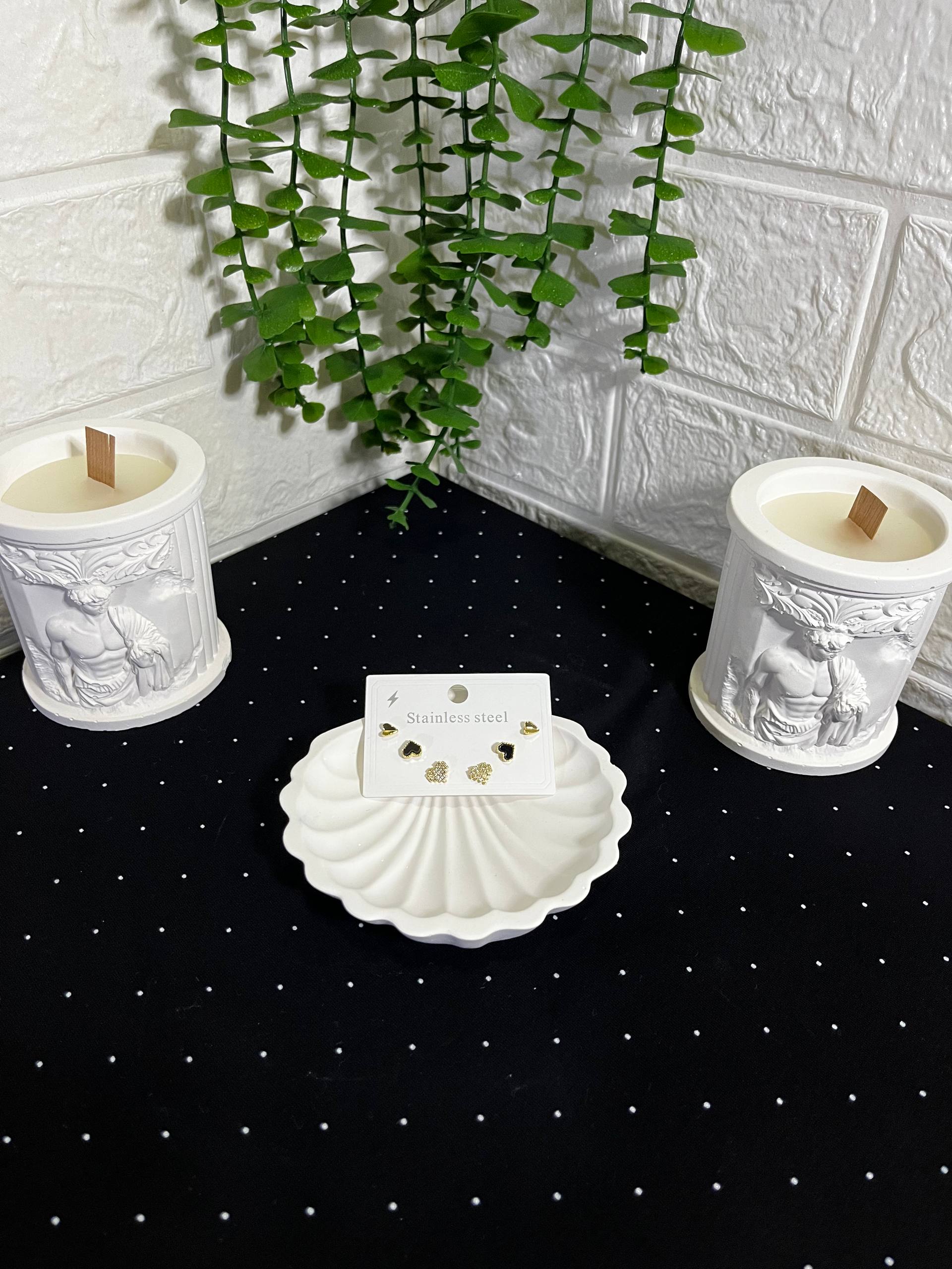 Çelik 3'lü Kalp Küpe Gold - Görsel 2