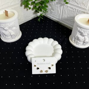 Çelik 3'lü Kalp Küpe Gold