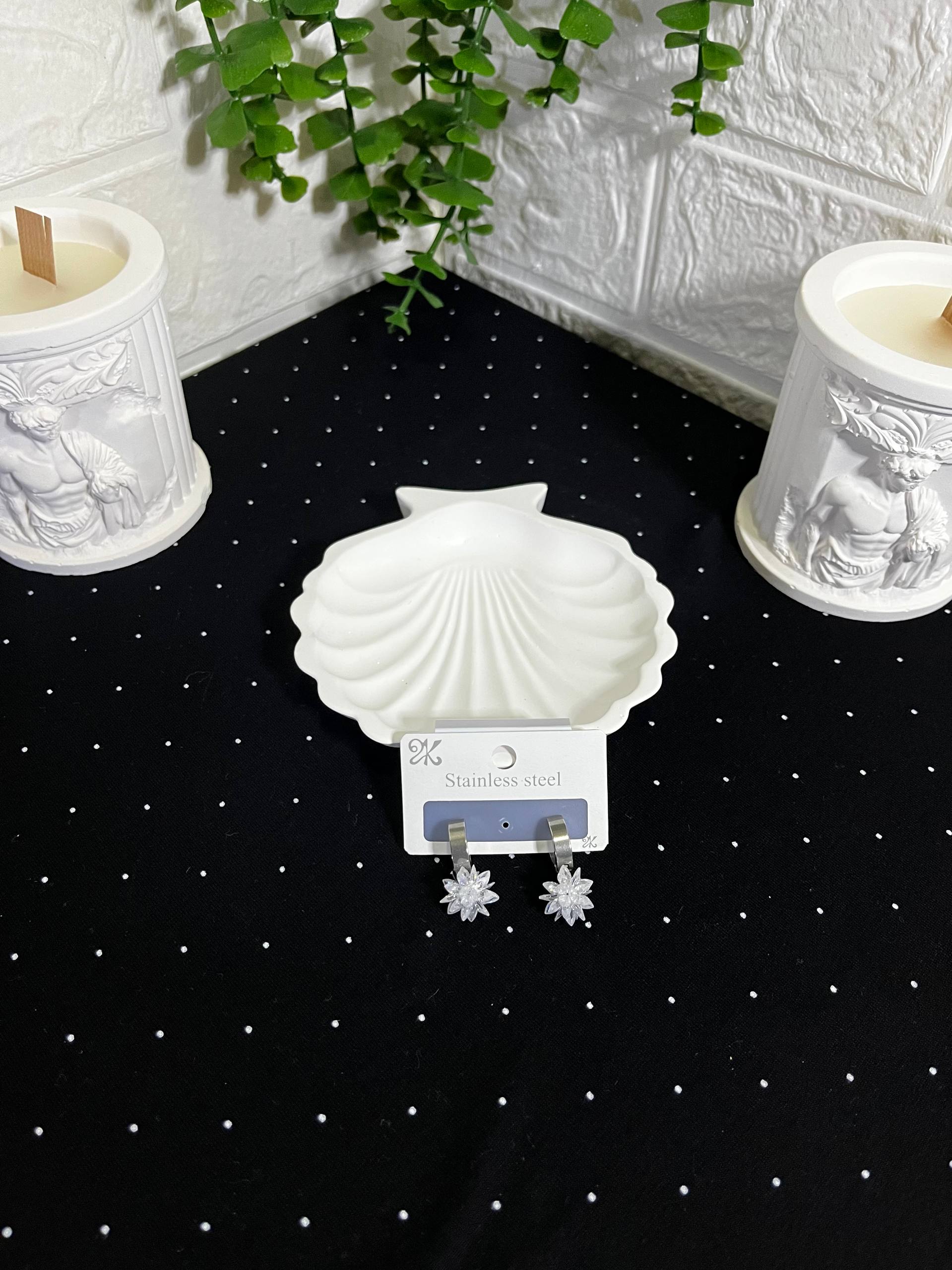 Çelik Küpe Kristal Model Silver