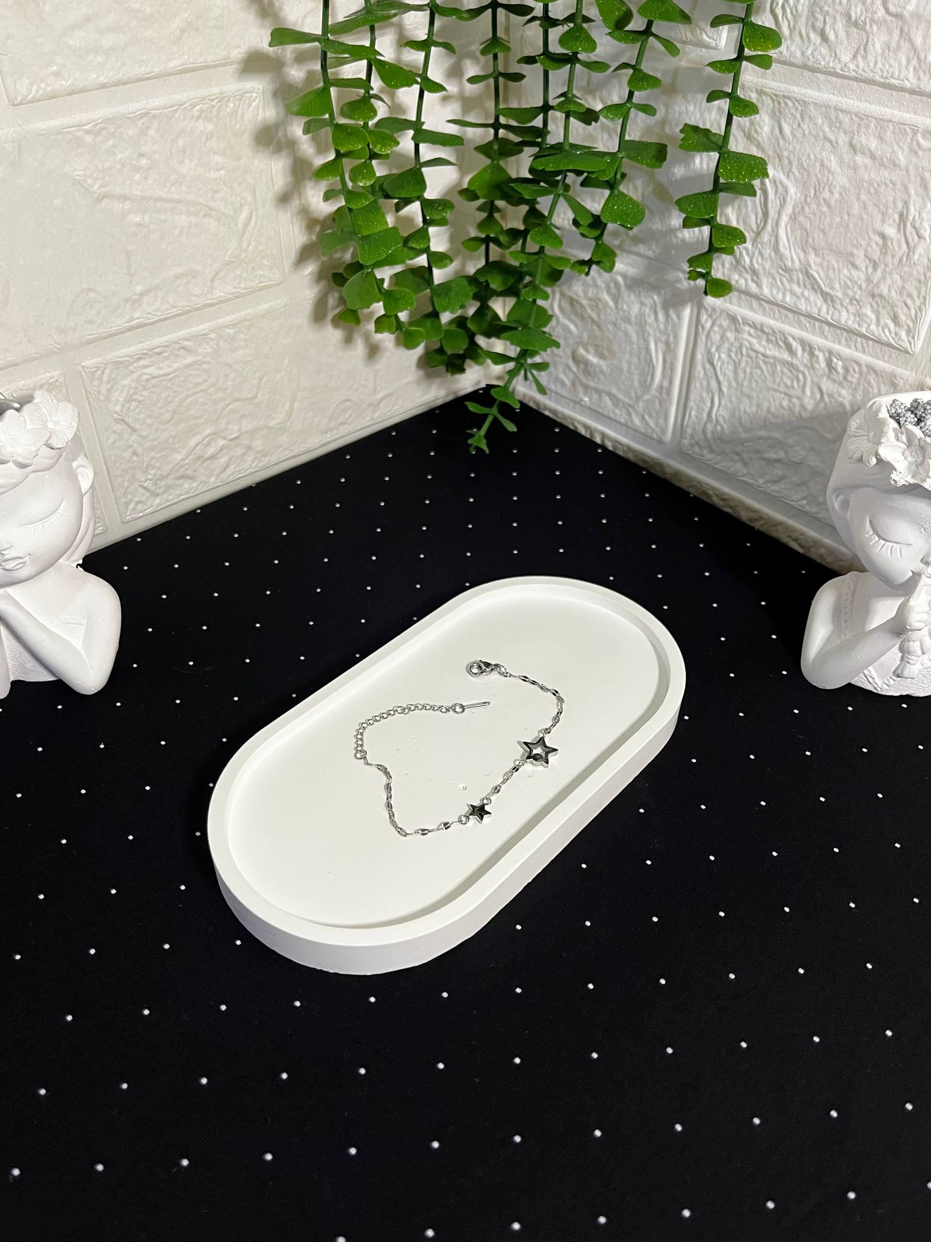 Yıldızlı Çelik Bileklik Silver-5