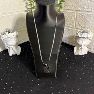 Ay Figürlü Çelik Kolye Silver