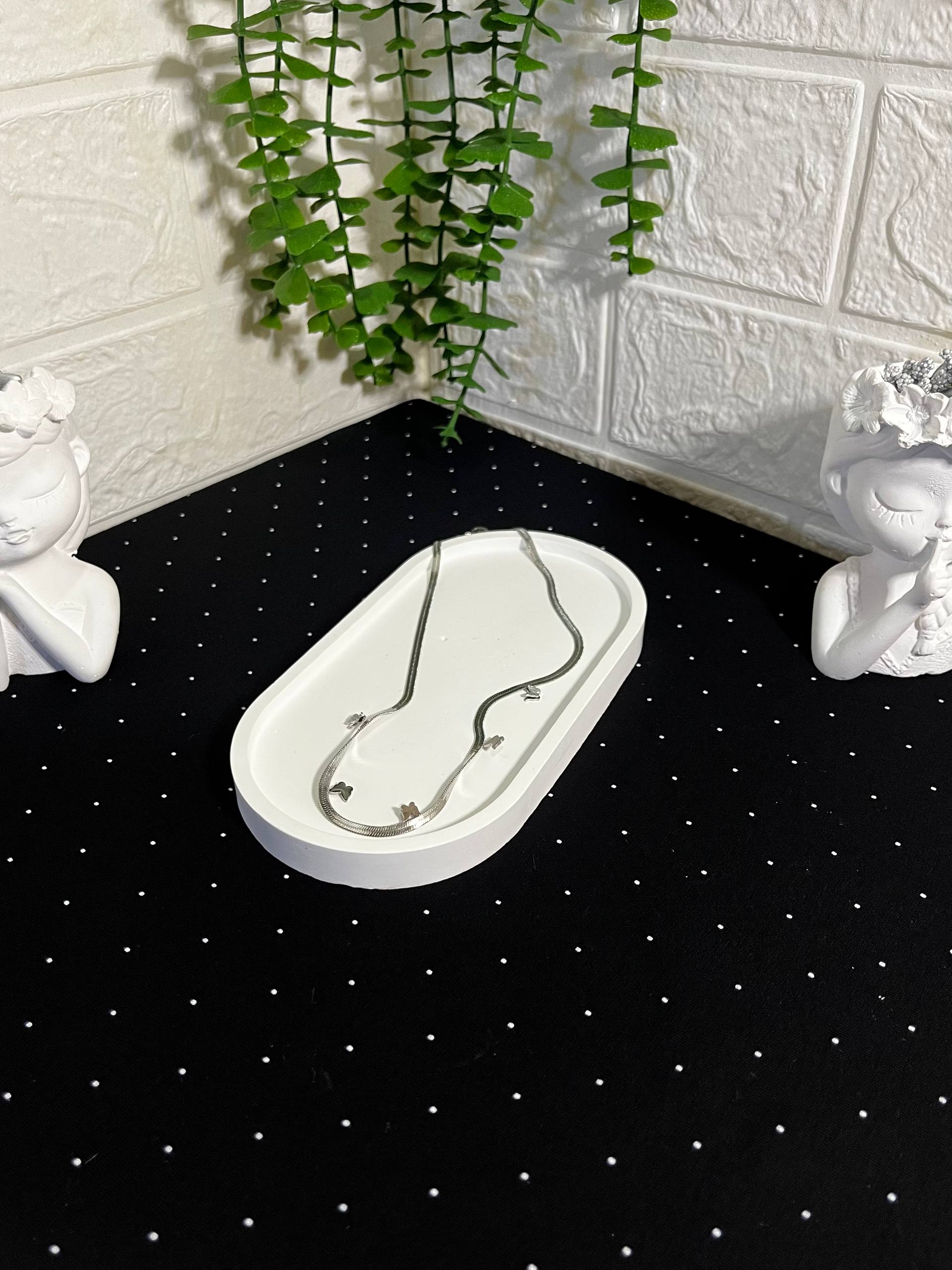 Kelebekli İtalyan Çelik Kolye Silver - Görsel 2