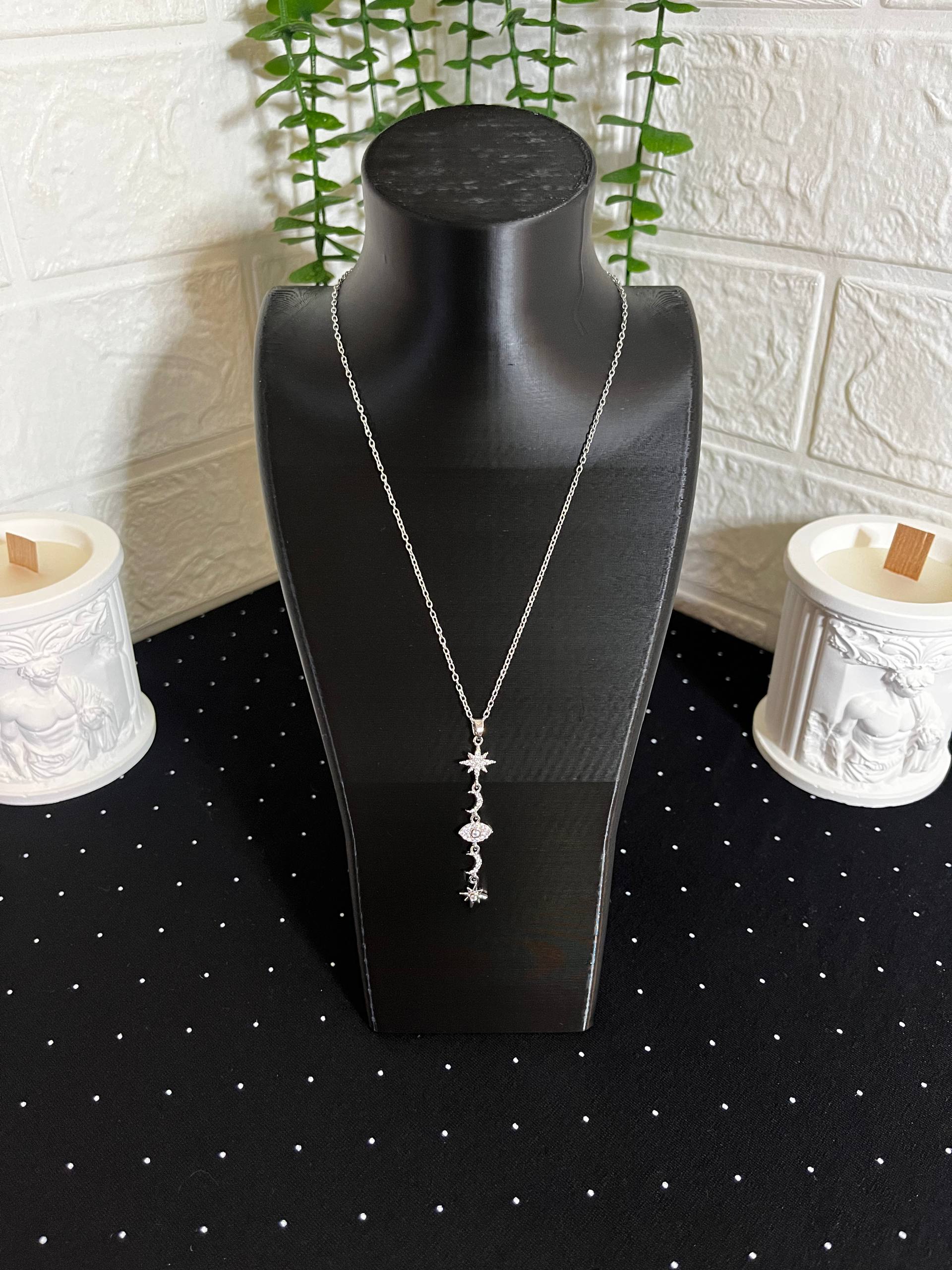 Çelik Motifli Kolye Silver