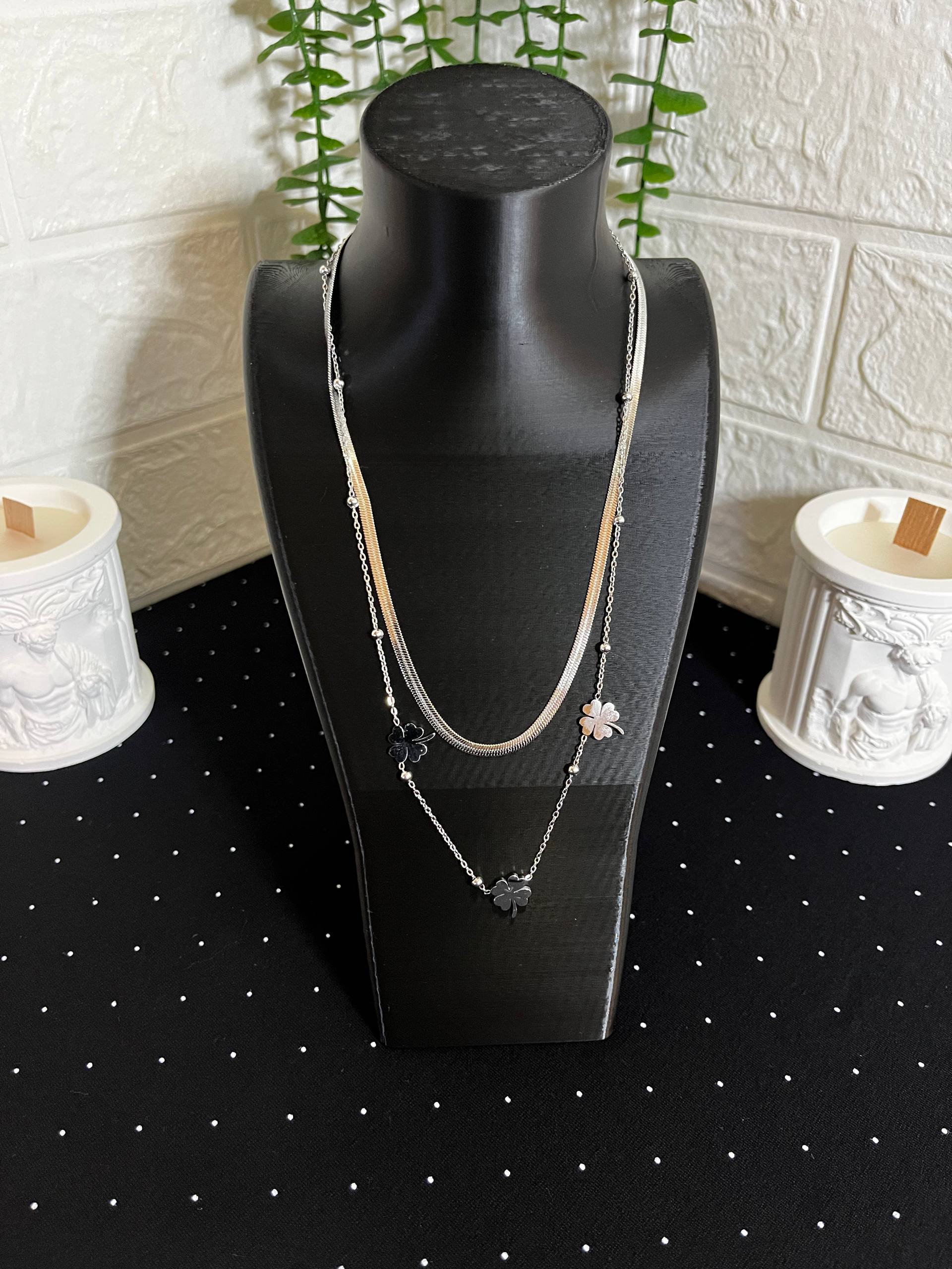 Yonca ve İtalyan Model Çelik Kolye