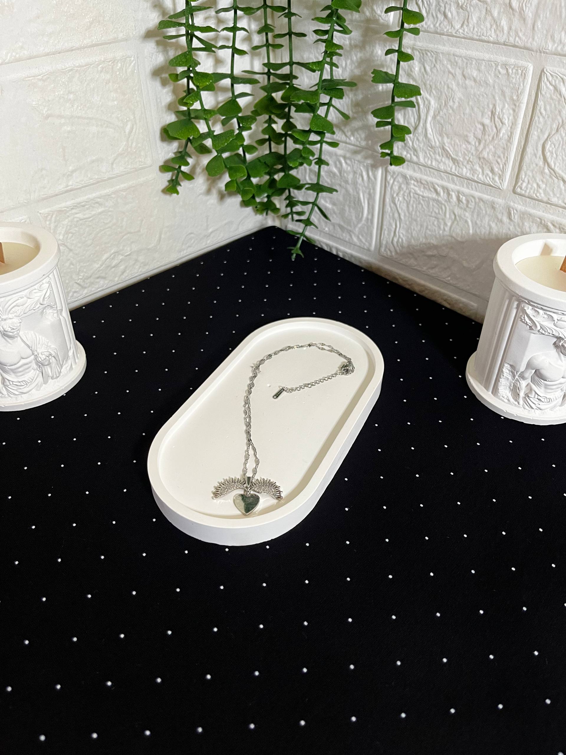 Güneş ve Kalp Figürlü Çelik Kolye Silver - Görsel 2