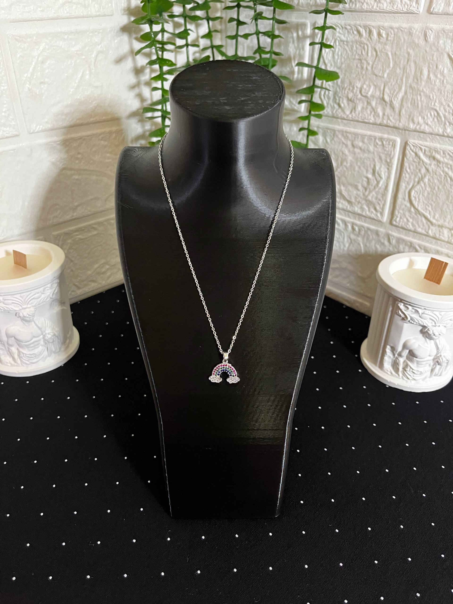 Çelik Gökkuşağı Kolye Silver