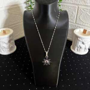 Güneş Figürlü Çelik Kolye Silver-2