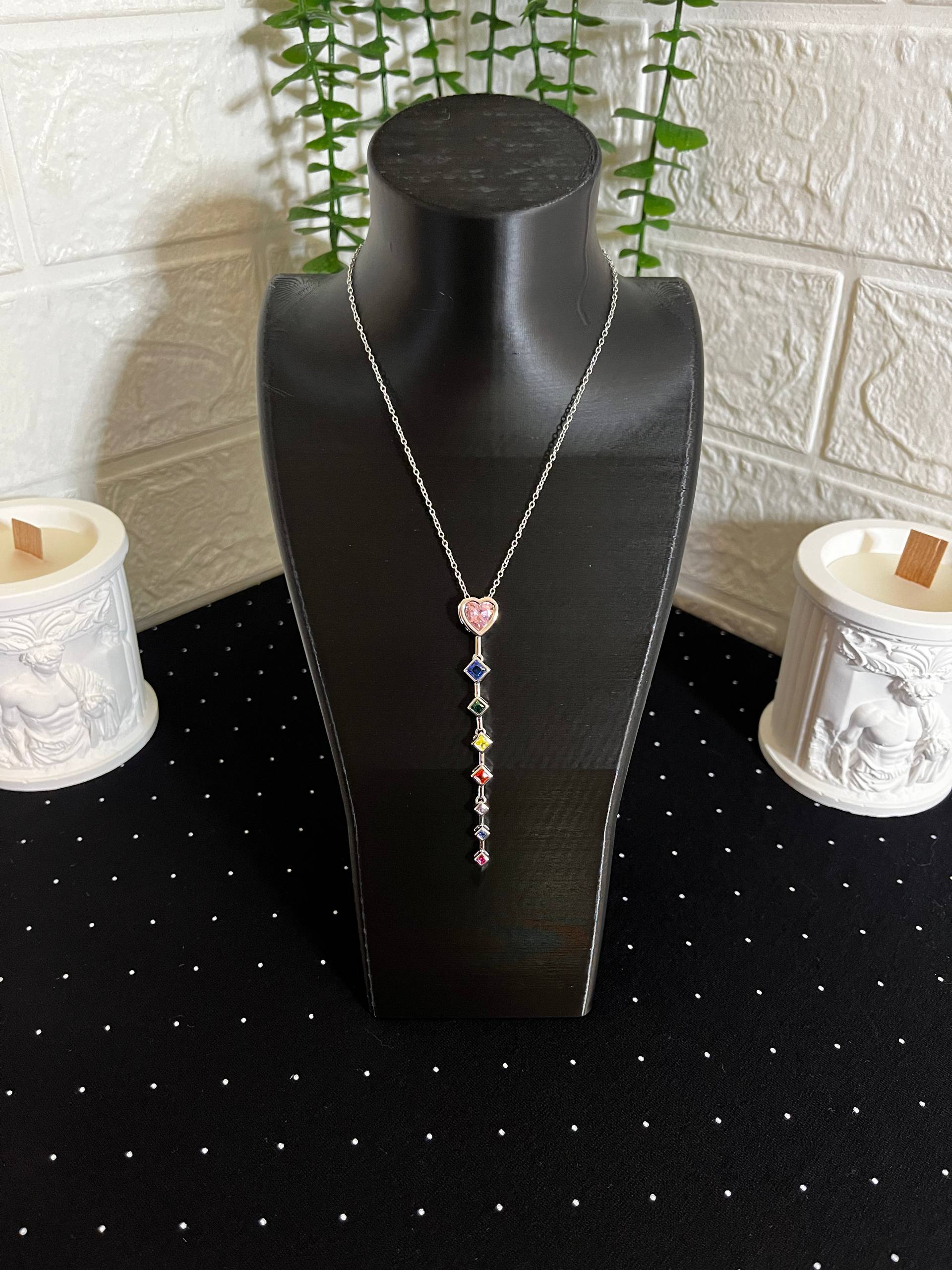 Kalpli Çelik Y Kolye Silver-2