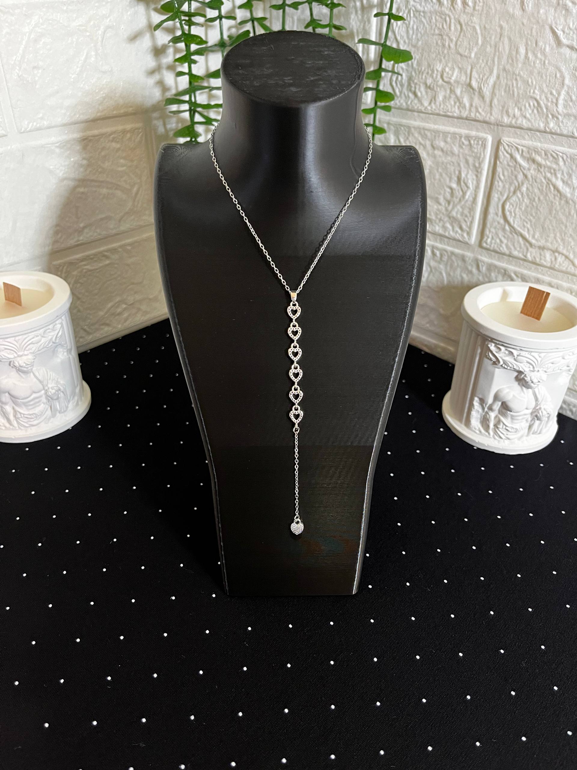 Kalp Figürlü Çelik Y Kolye Silver