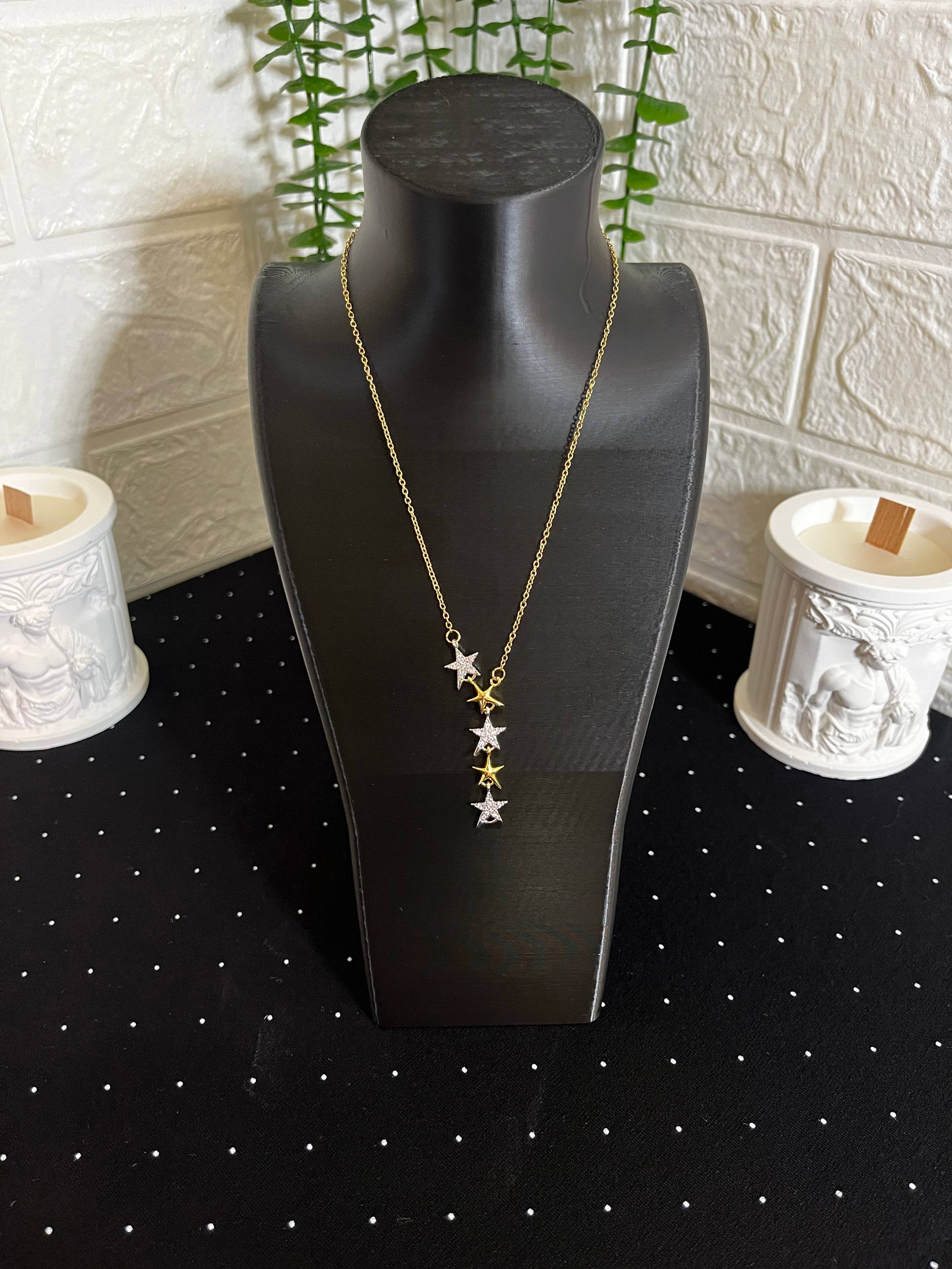 Yıldızlı Çelik Y Kolye-2