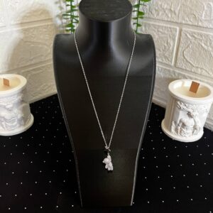 Ayıcık ve Yıldız Figürlü Çelik Zirkon Kolye Silver