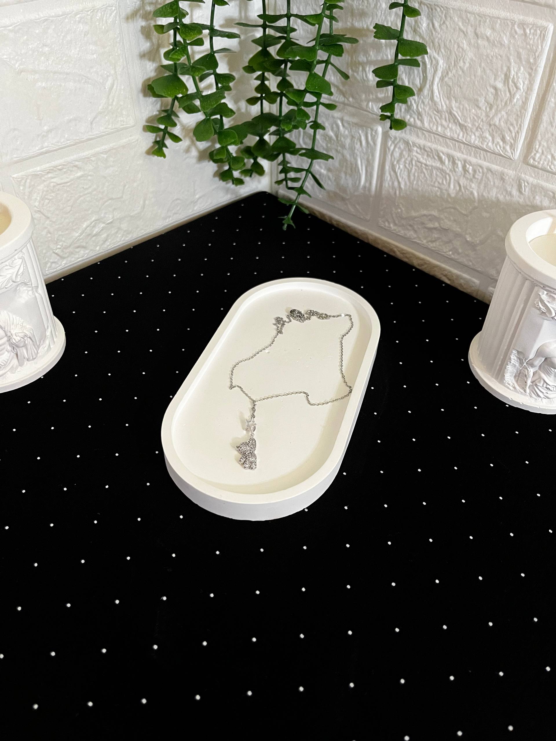 Ayıcık ve Yıldız Figürlü Çelik Zirkon Kolye Silver - Görsel 2
