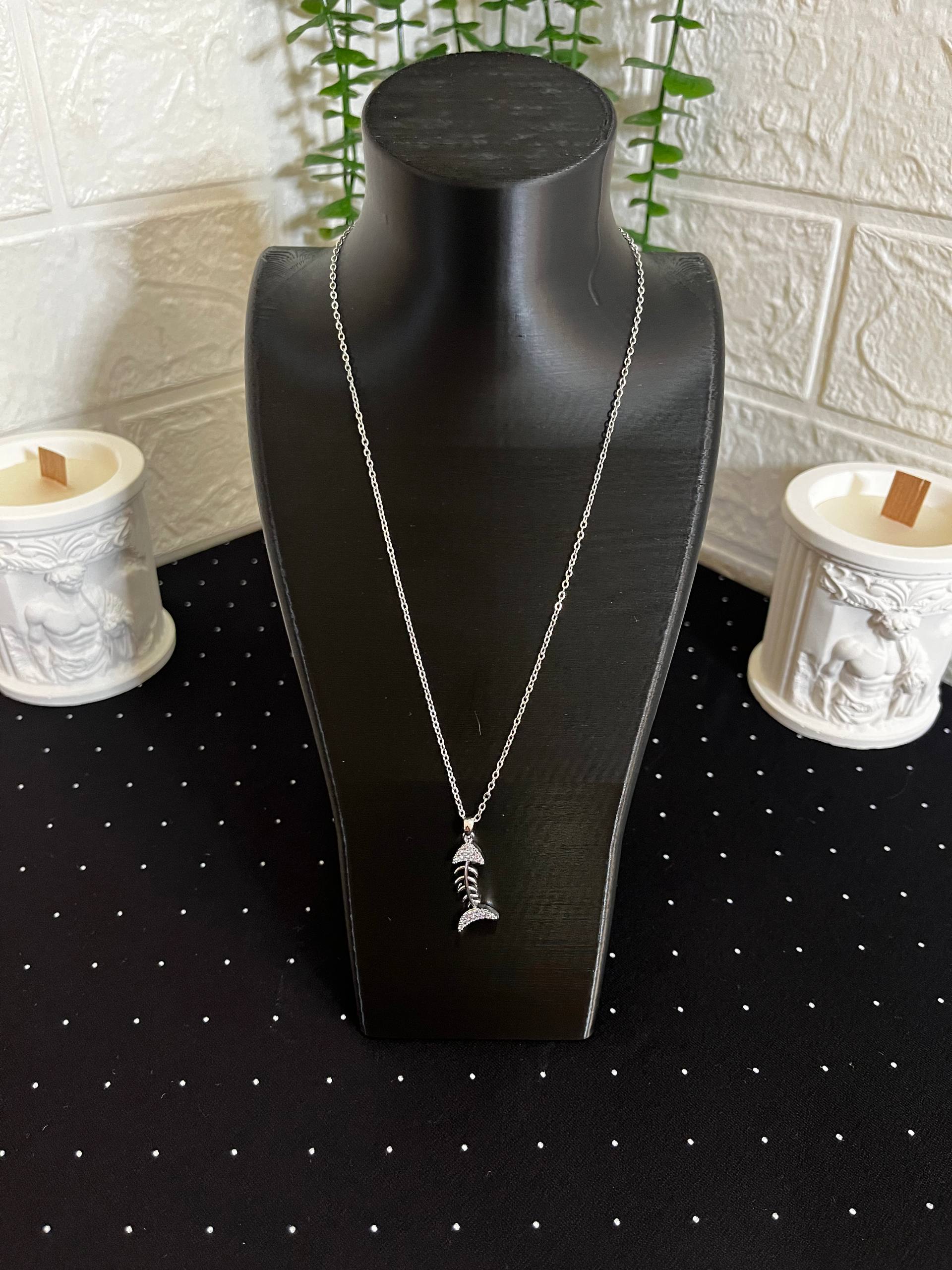 Balık Zirkon Kolye Çelik Silver