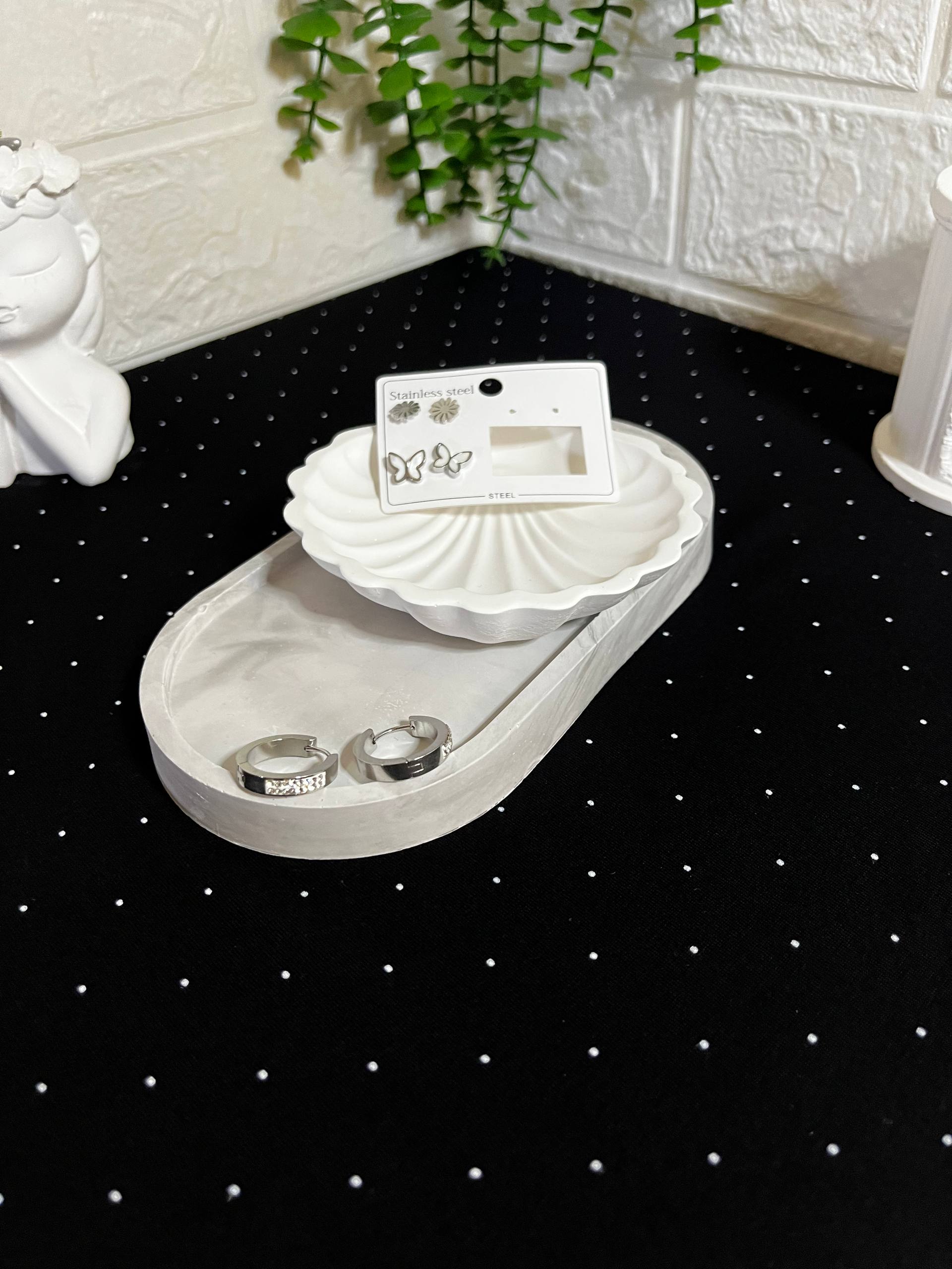 Çelik 3'lü Küpe Seti Silver - Görsel 2