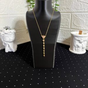 Çelik Kalpli Y Kolye Gold